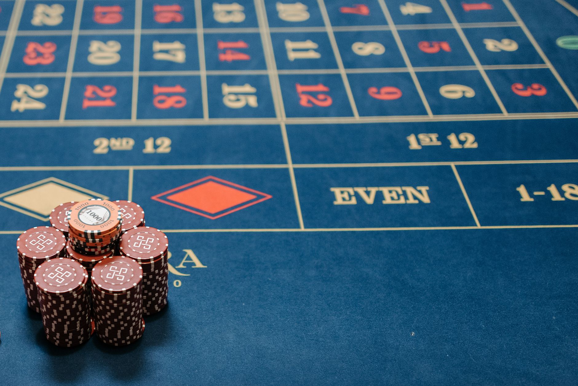 Detailed image of a roulette table with poker chips stacked, showcasing casino gaming. — Best Ontario Online Casinos In 2025